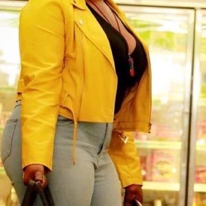 Yellow Faux Leather Jacket